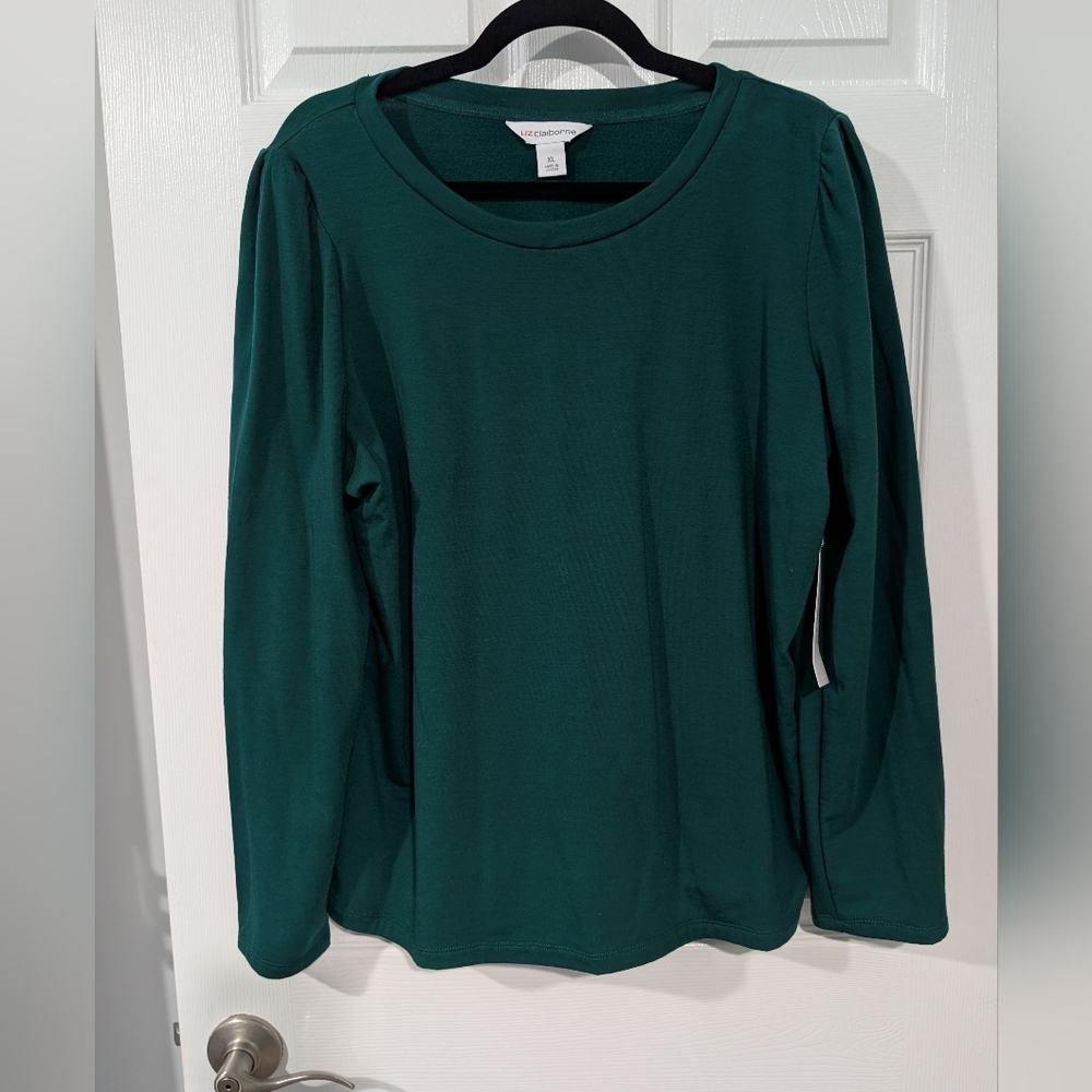 NWT Liz Claiborne Botanical Green Long Sleeve Blouse in Size XL